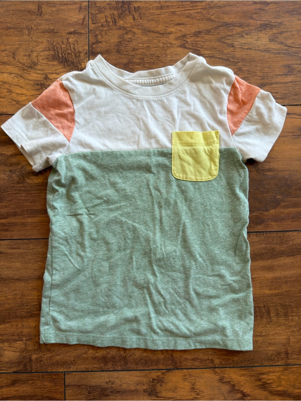 Cat & Jack Short Sleeve Colorblock Tee in White, Green, Yellow & Coral